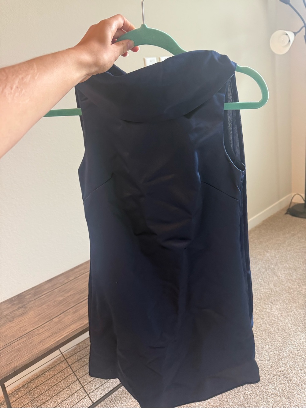 NEW Altar’d State Satin Navy Mini Dress with attached neck scarf